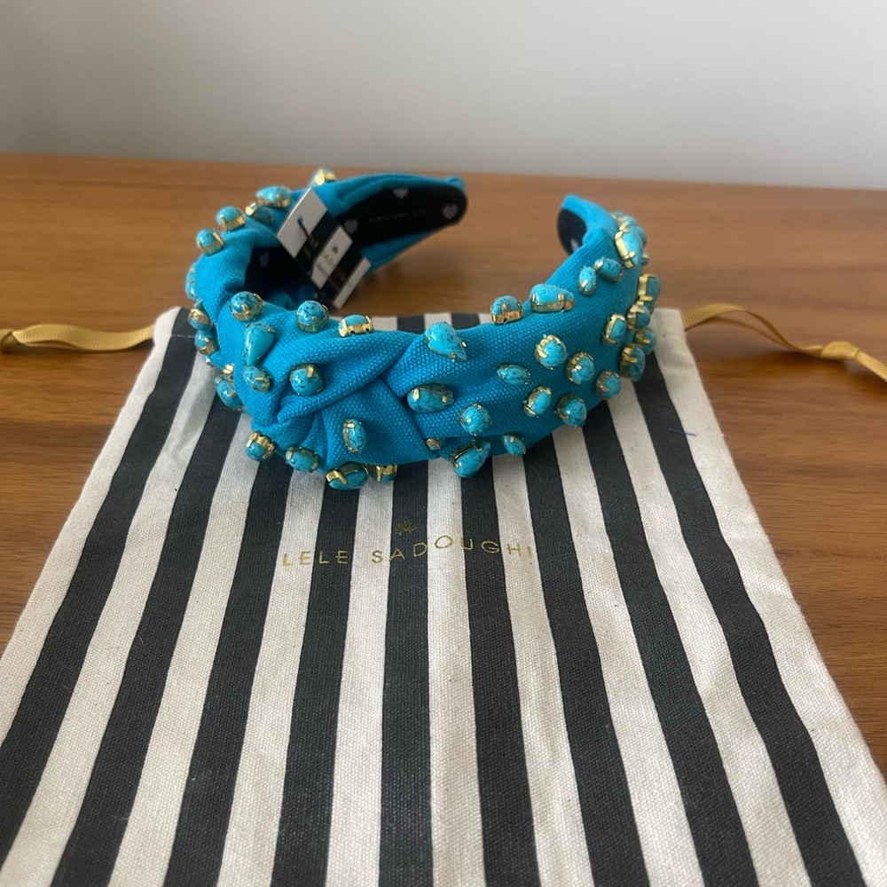 Lele Sadoughi Turquoise Candy Jeweled Knotted Headband NWT